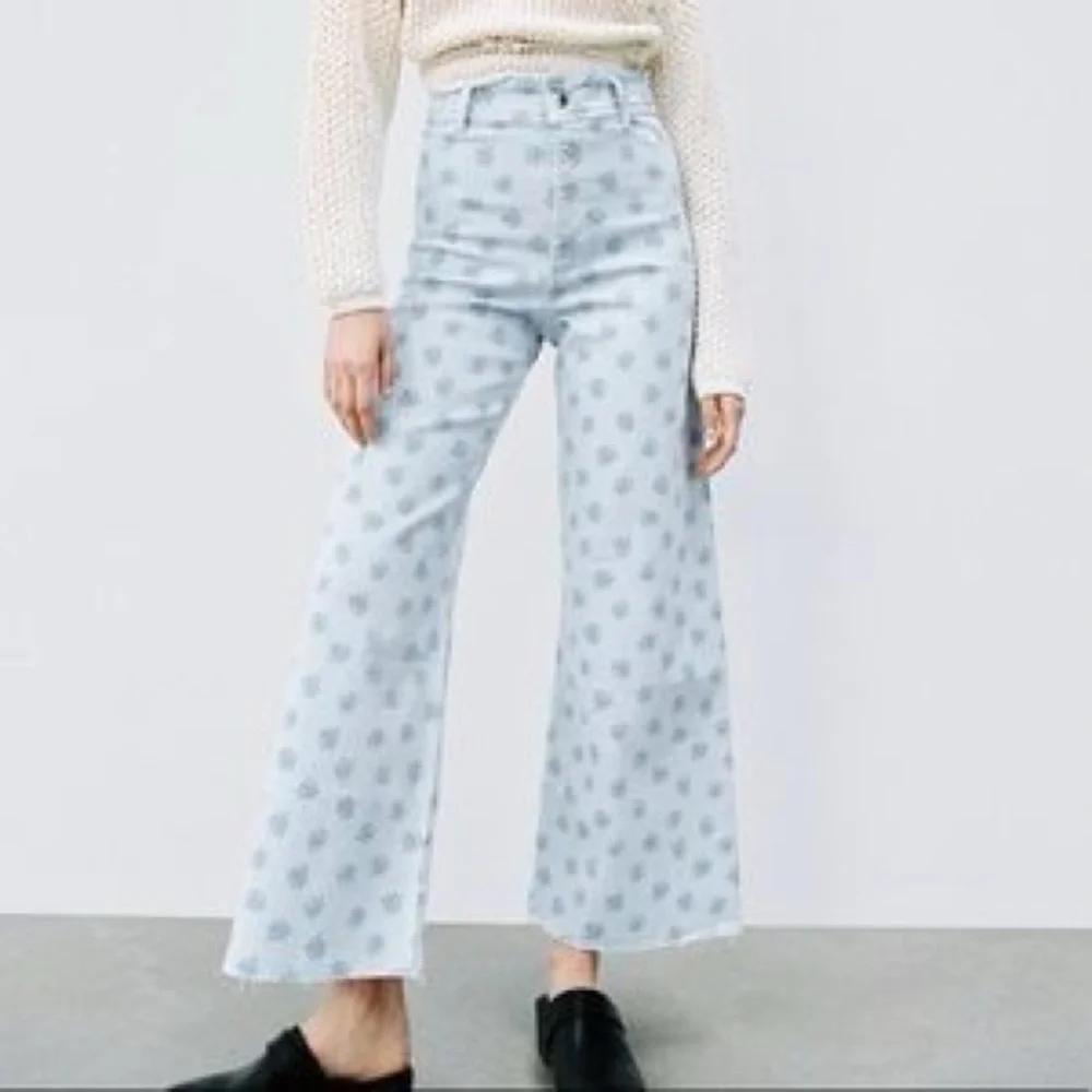 Zara Light Blue Marine Floral High Rise Jeans size 6 - Picture 2 of 10